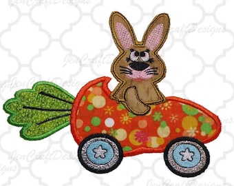 Easter Bunny Applique Design, 5x7 Easter Bunny in Carrot Car Machine Embroidery, Easter Applique Design Exp, Hus, Inf, Jef, Pes, Vip, XXX
