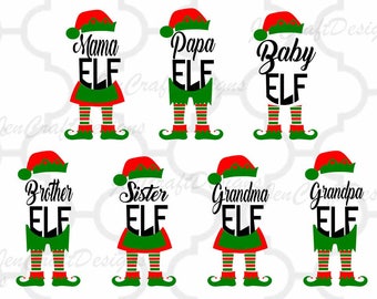 Elf Family SVG, Papa, Mama, Baby,Grandma, Grandpa, Sister, Brother Elf Legs, Christmas SVG, Eps, Dxf, Printable clipart, Silhouette Cricut