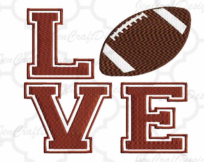 Football LOVE Embroidery Design, football mom, Fall Instant Download digital file in PES, EXP, Vip Hus, Xxx and Jef