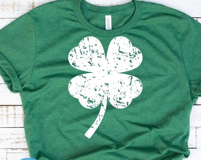 St.Patrick’s Day Svg, Retro Clover Svg, Distressed Shamrock Svg Shirt Design, irish Svg, Eps, Dxf, Png designsSilhouette, Cricut