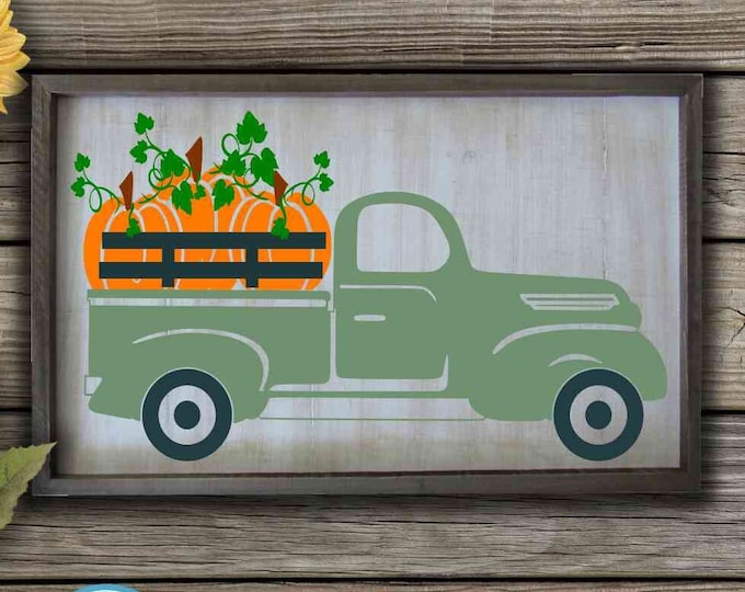 Antique Fall Pumpkins Truck SVG Autumn Vintage truck SVG classic truck svg cut File, DXF, eps, png for Silhouette, Cricut Digital Cut Files