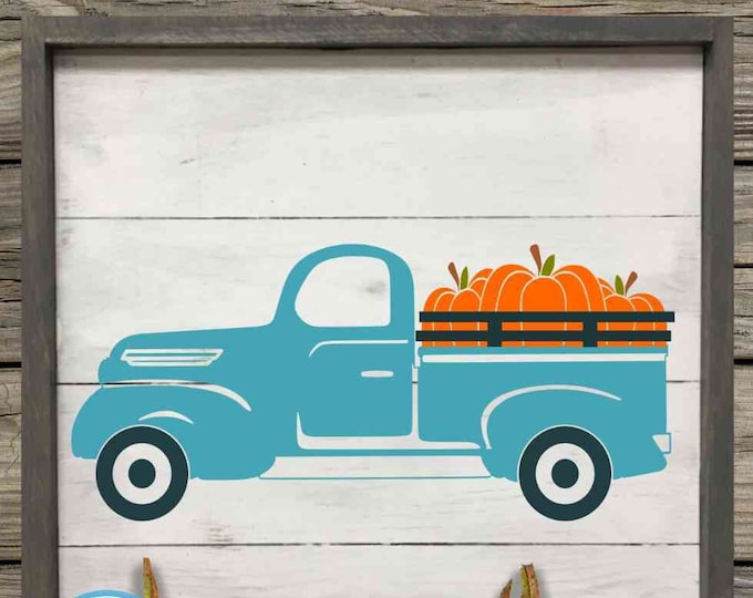 Fall Vintage Truck svg, Pumpkins Truck svg Vintage Autumn Classic truck Svg Dxf, Eps, Png Thanksgiving Cut Files Silhouette, Cricut Digital