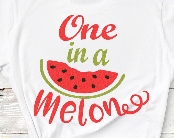 Summertime Svg One in a Melon SVG, Watermelon svg Summer Svg, Cute Kids Cut, sublimation SVG, Dxf, Eps, Png Clipart Art shirt design