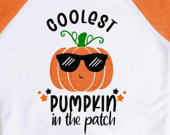 Coolest Pumpkin in the Patch SVG, Boy Thanksgiving Design,Fall Cut File, Kids' Halloween Saying, Shirt Quote, dxf eps png Silhouette Cricut