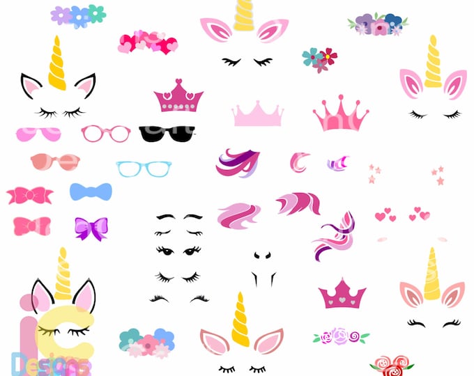 Download Art Collectibles Clip Art Unicorn Face Svg Bundle Floral Unicorn Head Features Eyelashes Png Cricut Svg Eps Silhouette Gold Horn Unicorn Dxf Unicorn Svg