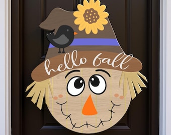 Scarecrow Face Fall Door Hanger Svg, Fall Welcome Scarecrow Sign Svg, Scarecrow Svg, Glowforge Laser Cut Files, Svg, Eps, Dxf, Png