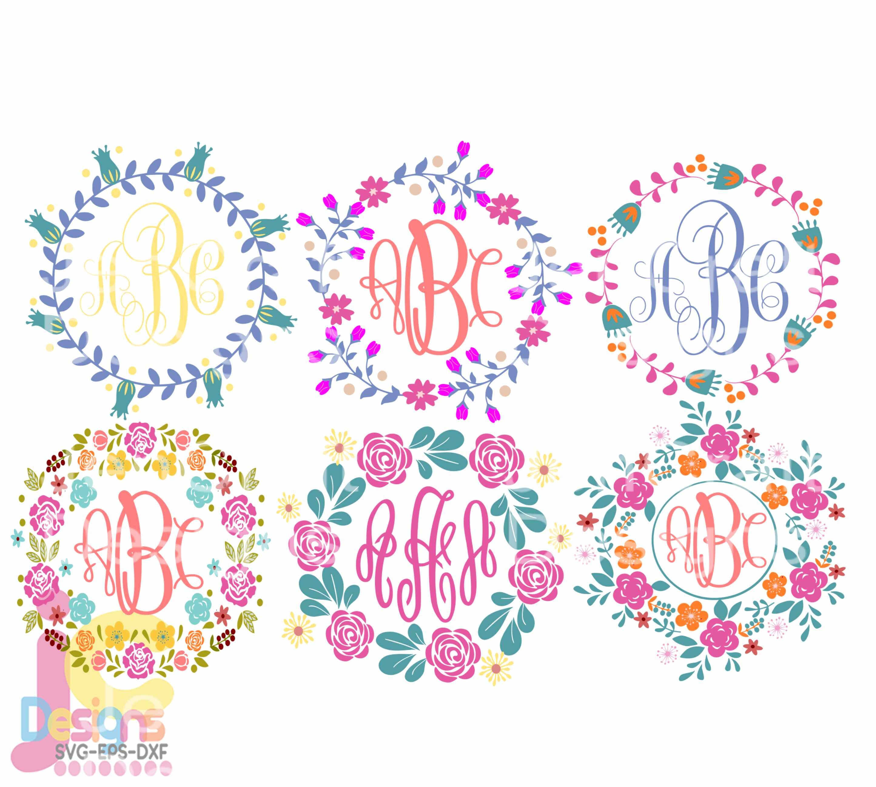 Download Floral Wreath Svg Monogram Frames Flowers Mothers Day Birthday Etsy