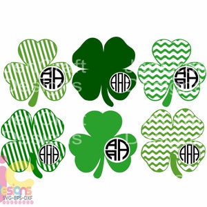 Shamrock SVG Monogram Bundle, St. Patrick&#39;s Day svg Shamrock svg Design St Paddy&#39;s Day Cut Design svg, dxf, png Silhouette & Cricut
