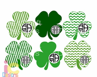 Shamrock SVG Monogram Bundle, St. Patrick's Day svg Shamrock svg Design St Paddy's Day Cut Design svg, dxf, png Silhouette & Cricut