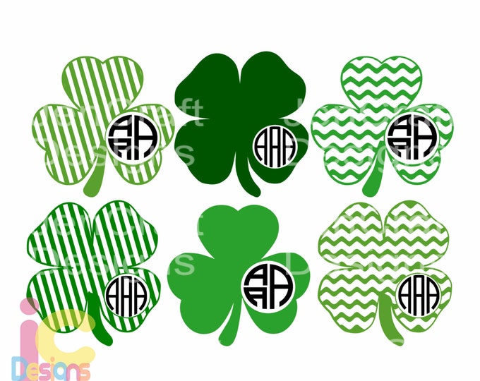 Shamrock SVG Monogram Bundle, St. Patrick's Day svg Shamrock svg Design St Paddy's Day Cut Design svg, dxf, png Silhouette & Cricut