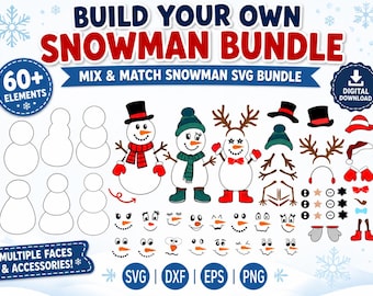 Snowman Face SVG Bundle: DIY Christmas Cut Files (Digital Download)