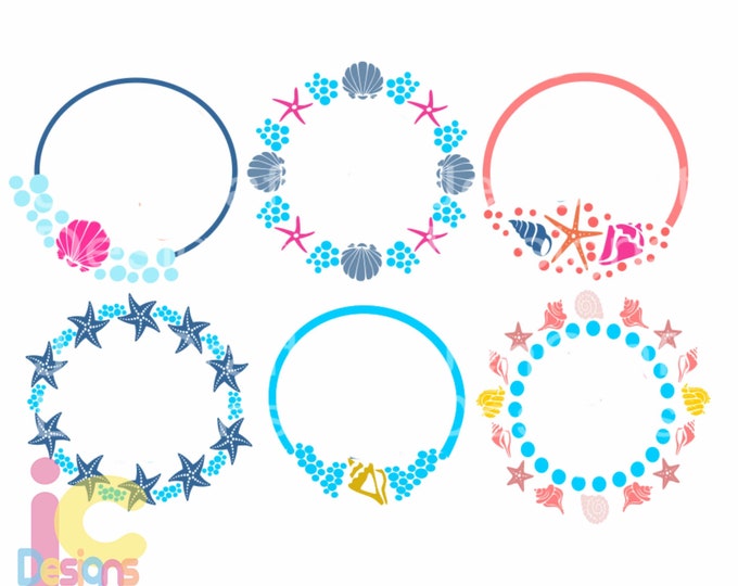 Seashell svg Shells Ocean Beach Svg, Monogram svg, Dxf, Eps, png, Summer t-shirt design svg Silhouette designs for cricut Cut Files