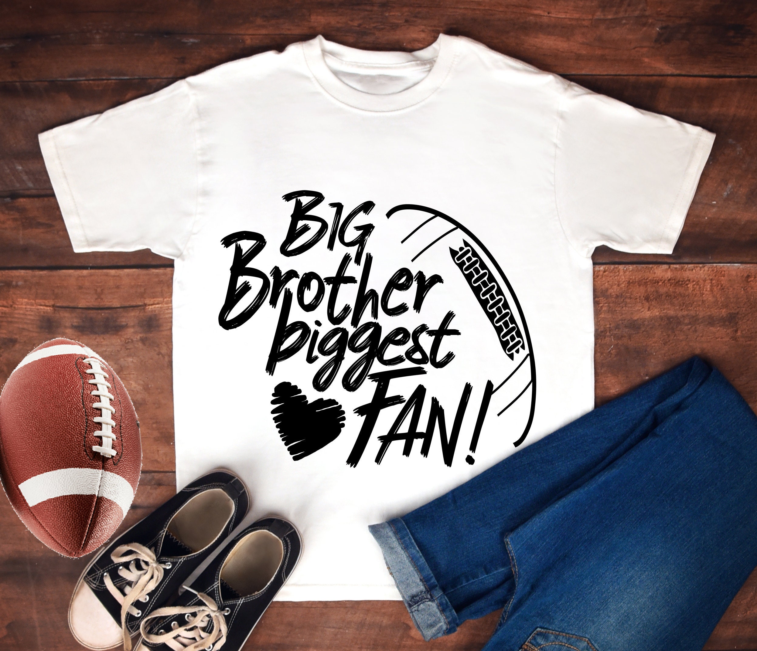 Big Brother Biggest Fan Football Svg, Football Brother Svg, sibling Svg