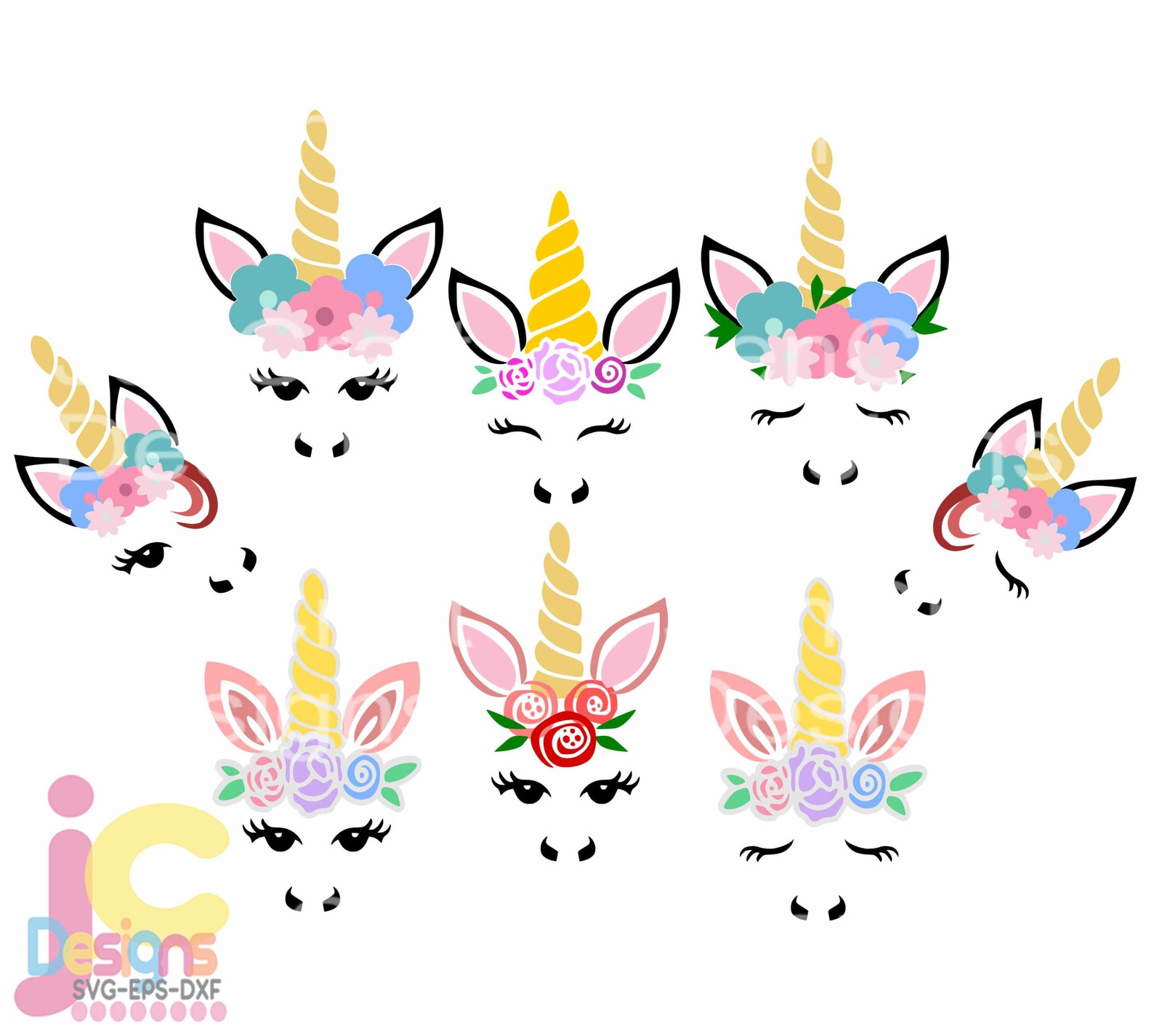 Unicorn Svg Unicorn Face Svg Bundle Gold Horn Unicorn - Etsy