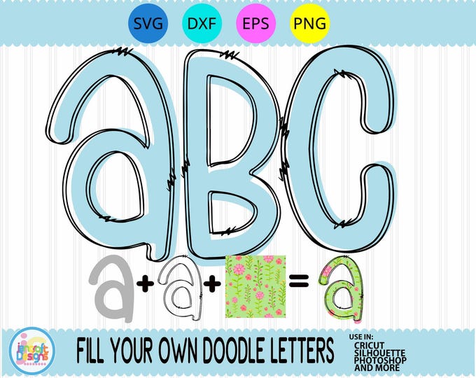Doodle Alphabet SVG Bundle, Lower Case Doodle Letters, Hand-Drawn Font, Blank Doodle Alphabet, SVG, Eps Dxf Cut file Png Sublimation