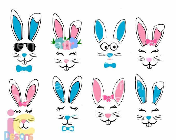 Bunny Svg, Easter Svg, Boy Girl Cute Easter Bunny Svg, Rabbit Cut File Bunny face Svg, cut Files Cricut Svg, Eps, Dxf, Png Silhouette Cricut