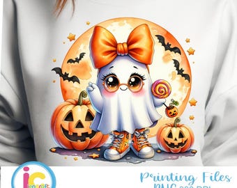 Bougie Girl Ghost Png, Halloween Png, Spooky Vibes Png, Ghost Png, Ghost Pumpkin Png, Popular Ghost Png Sublimation Design Download