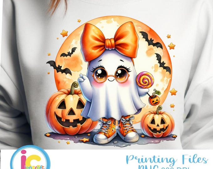 Bougie Girl Ghost Png, Halloween Png, Spooky Vibes Png, Ghost Png, Ghost Pumpkin Png, Popular Ghost Png Sublimation Design Download