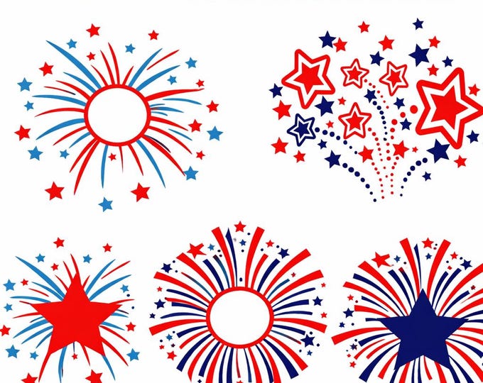 Patriotic Fireworks Monogram SVG, 4th of July Frame Cut File (Digital Download)