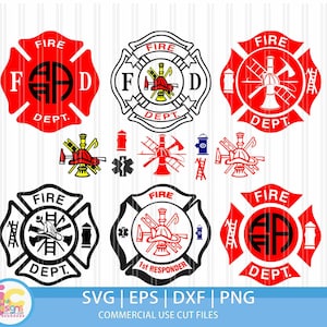 Fireman SVG, Firefighter svg EMT Svg, Emergency first responder Fire  badge Designs SVG Eps Dxf cut file, Printable Png, Cricut Silhouette