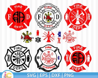 Fireman SVG, Firefighter svg EMT Svg, Emergency first responder Fire  badge Designs SVG Eps Dxf cut file, Printable Png, Cricut Silhouette