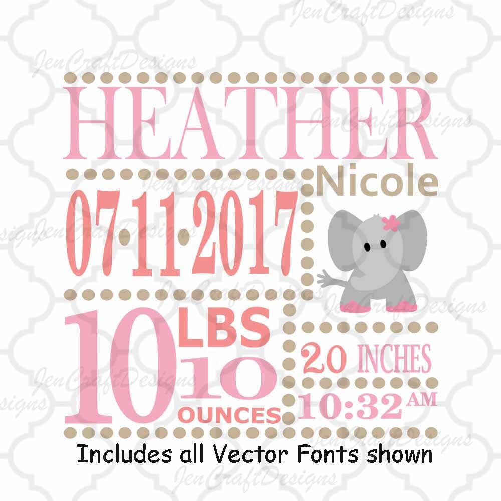 Download Girl Baby Birth Announcement Svg Eps Dxf Cut File Set With Fonts Letters Cricut Design Space Silhouette Digital Cut Files Sibling