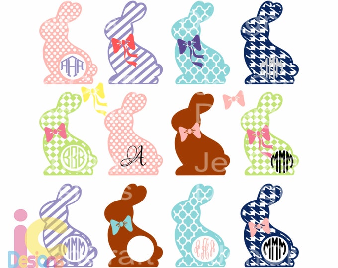 Easter svg, Chocolate Bunny Easter SVG Monogram Frames bundle, Easter Basket, Monogram Easter SVG DXF Eps digital download Silhouette Cricut