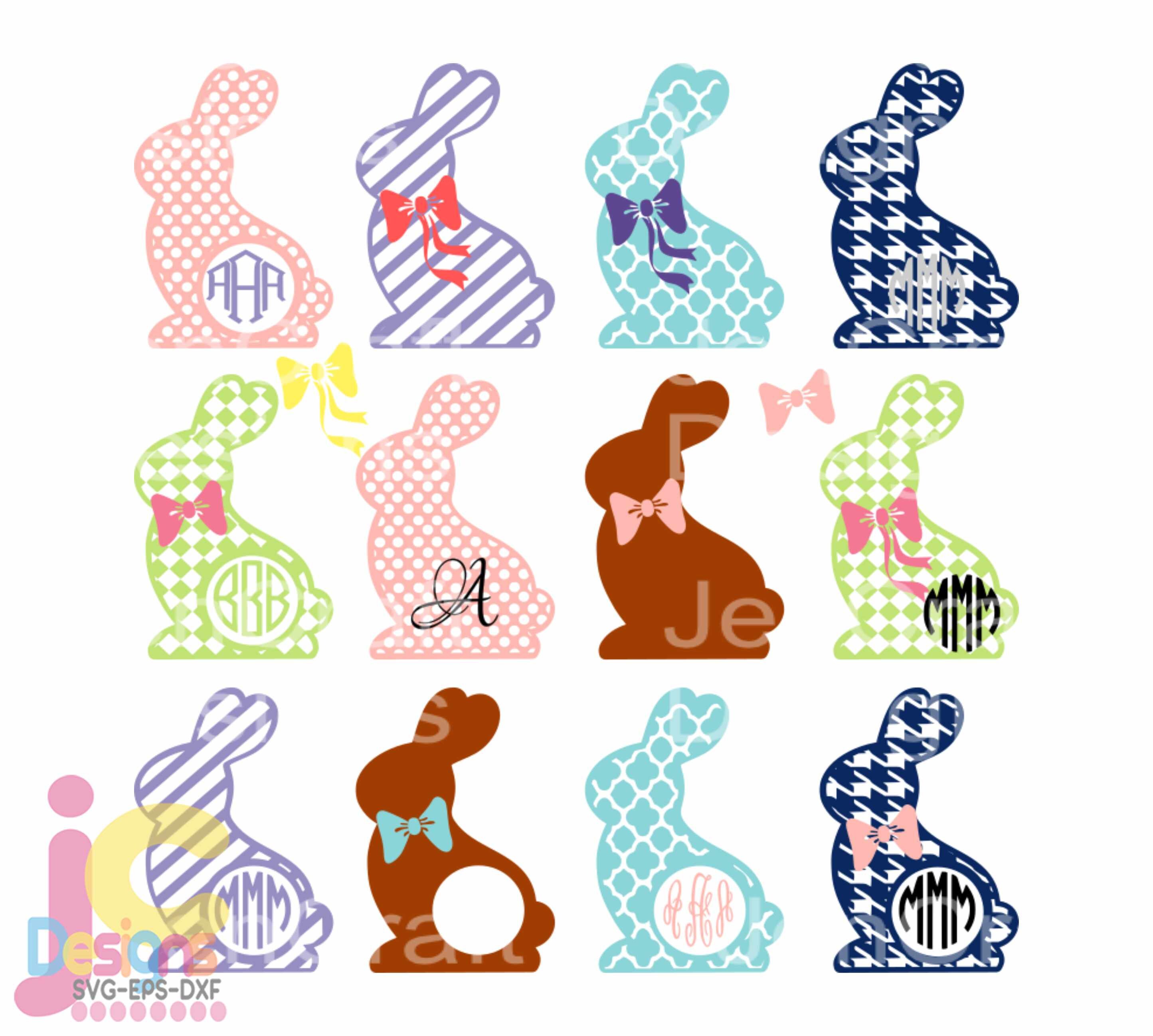 Easter Svg Chocolate Bunny Easter SVG Monogram Frames Bundle | Etsy
