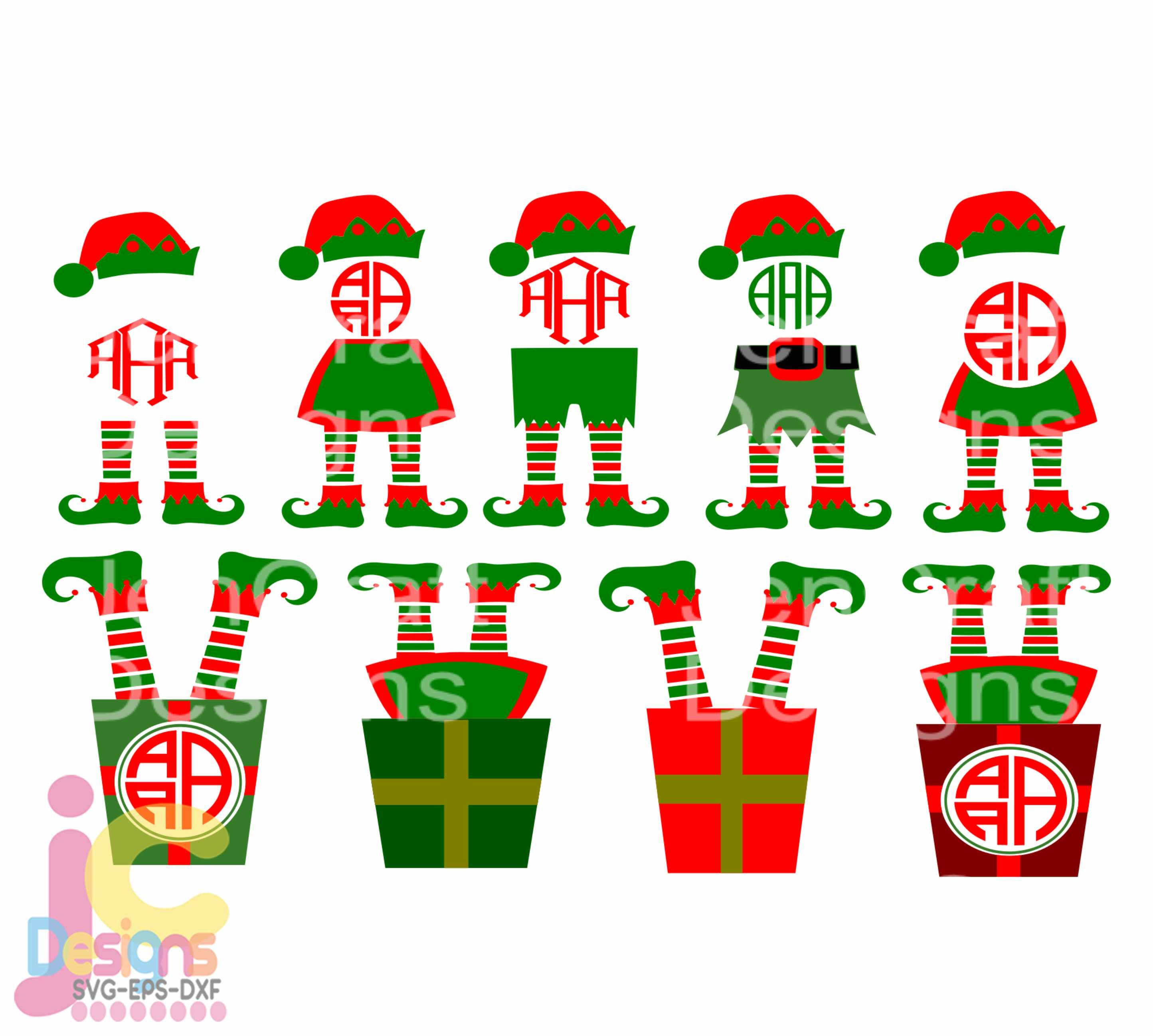 Download Christmas Elf Legs SVG Monogram Frame Design Digital Clipart Cut File Png SVG Eps Dxf Instant ...