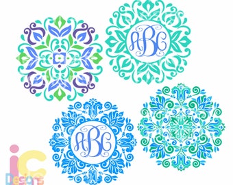 Mandala monogram svg, Floral Pattern Frame Boho svg Spring Frames svg dxf eps svg png Sublimation, cricut cut file