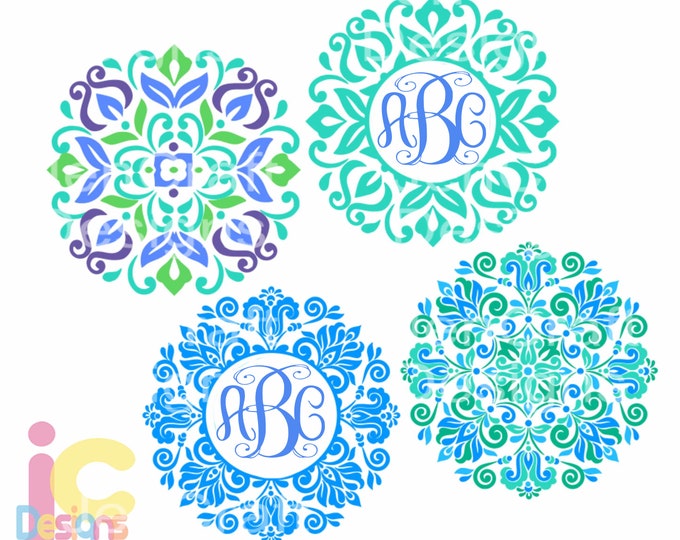 Mandala monogram svg, Floral Pattern Frame Boho svg Spring Frames svg dxf eps svg png Sublimation, cricut cut file