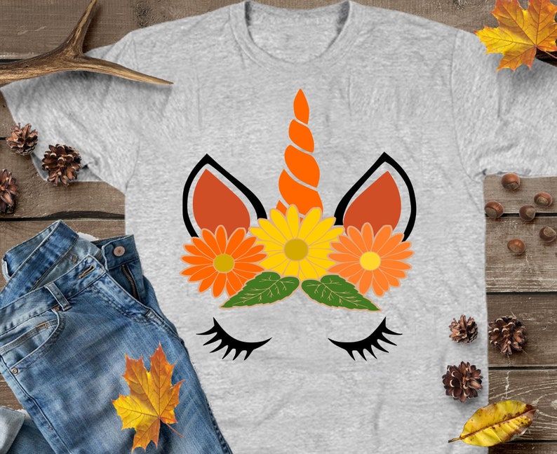 Fall Unicorn SVG Flower Crown Floral Eyelashes Face Fall ...
