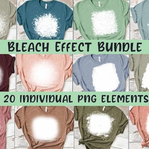 Bleach Effect Png Bundle. Bleachd spot mockup look for digital designs. Splatter overlay png 300 dpi 12" high