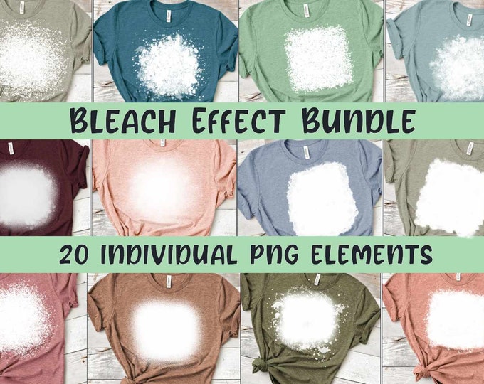 Bleach Effect Png Bundle. Bleachd spot mockup look for digital designs. Splatter overlay png 300 dpi 12" high