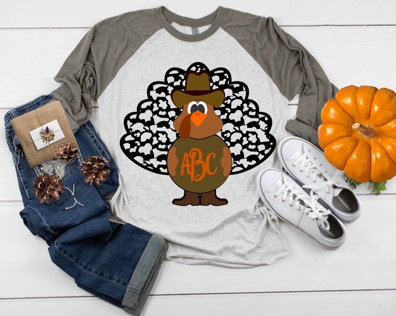 Turkey Svg Fall Monogram Frame Cowboy Cow print Feathers ...