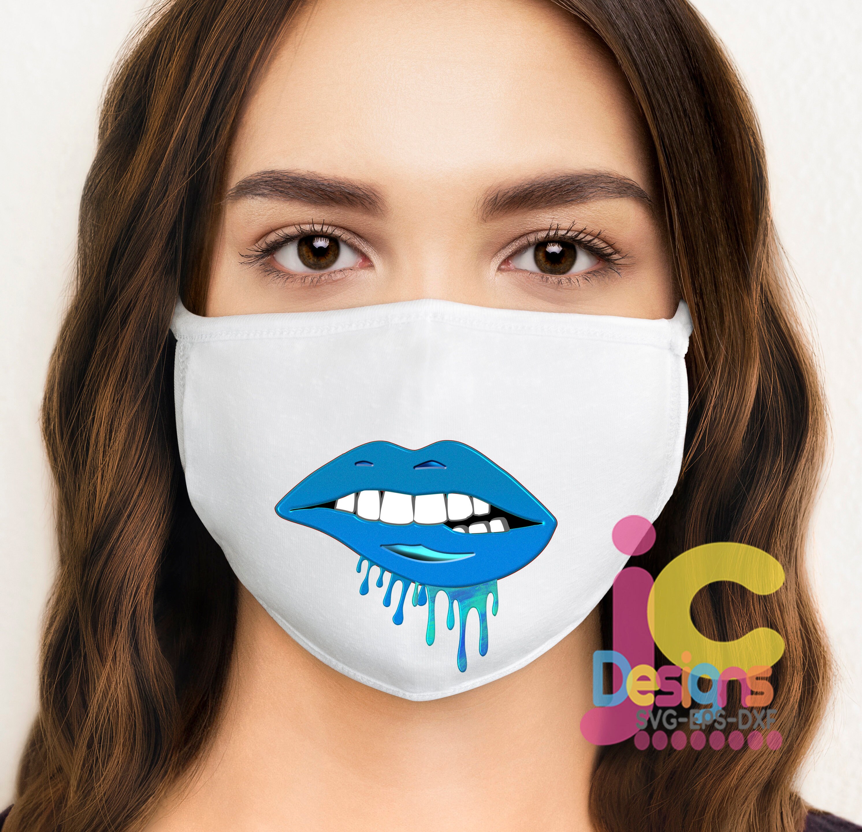 Download Dripping Lips Png Blue Glitter Drip Lips Sublimation Png Lips Clipart Lip Bite Mouth Teeth Lips Bite Png