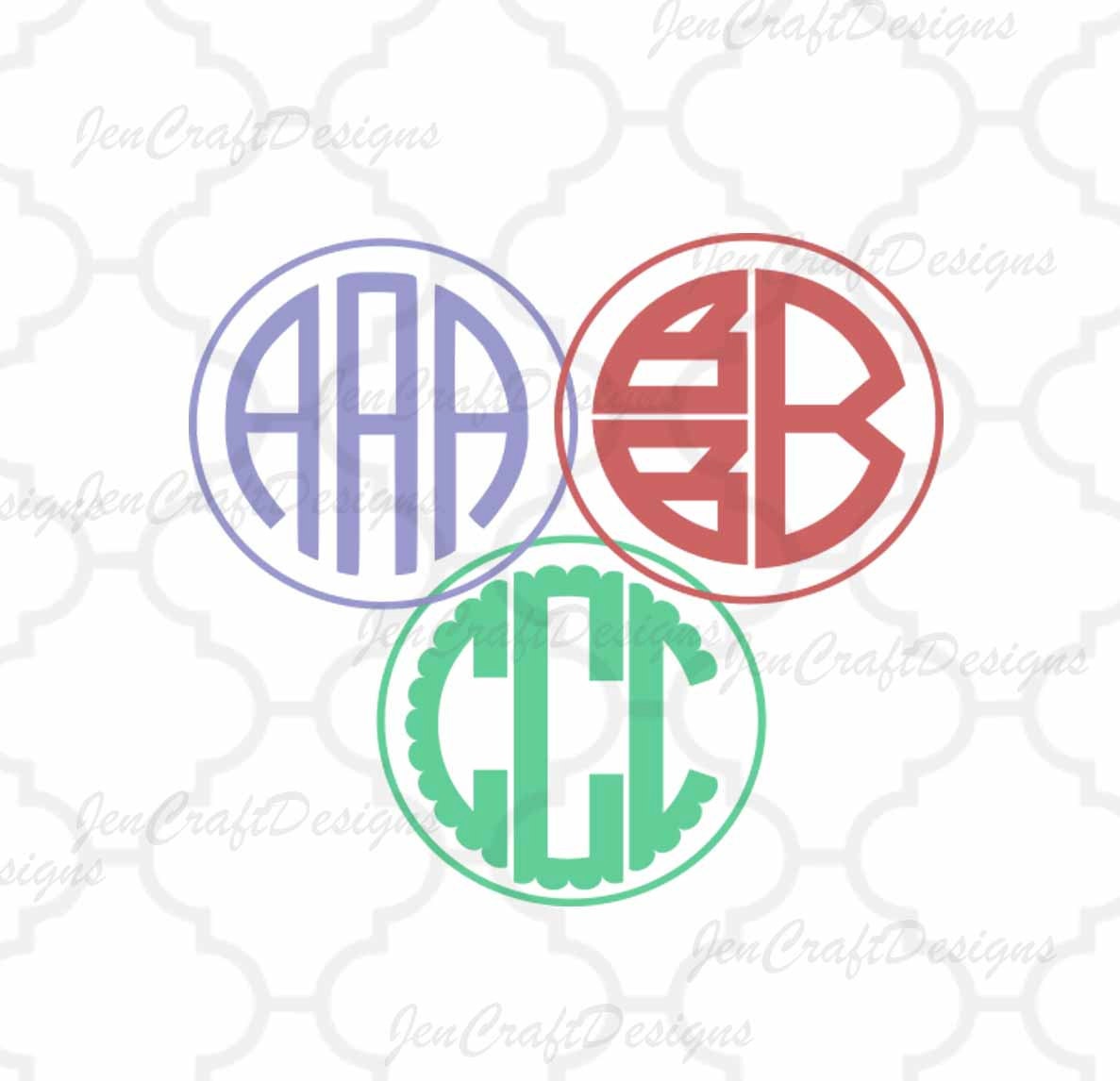 Download Round Monogram Alphabet SVG Bundle Scalloped Round ...