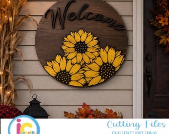 Sunflower Welcome Sign SVG: Laser Cut File (Digital Download)