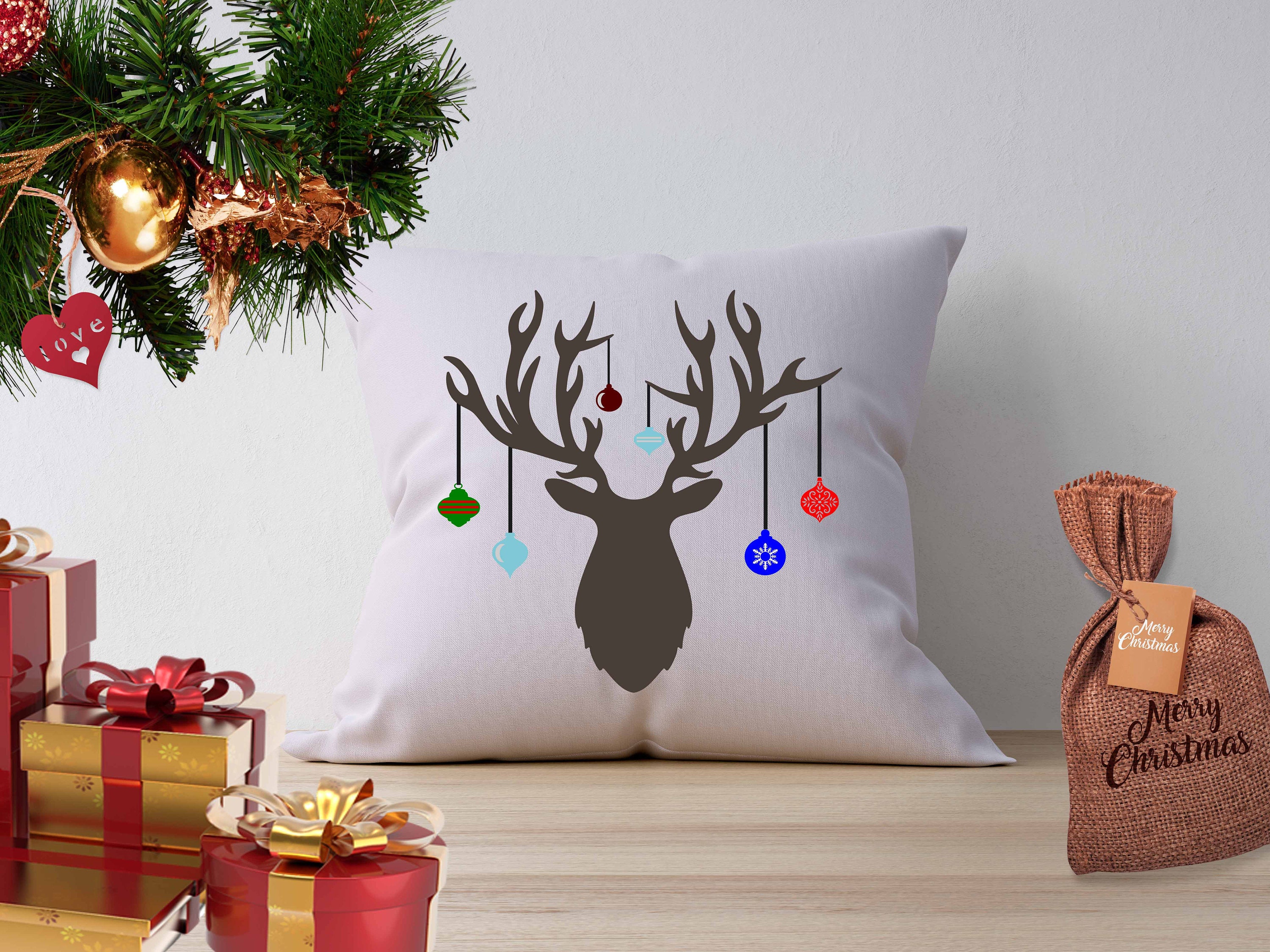 Download Christmas Deer Antler Hanging Ornaments svg Cutting Files ...