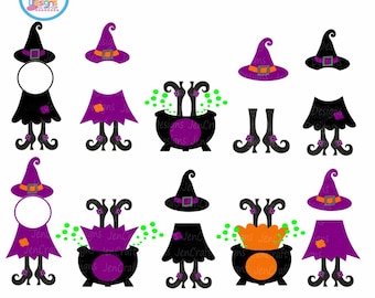 Halloween svg Witch Monogram frame Witch Legs in Cauldron Monogram Frame Digital Clipart Cut File Png SVG EPS Dxf Instant Download