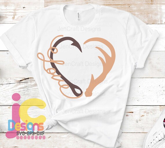 Download Hunting Svg Hook And Antler Svg Heart Love Hunting Fishing Cut Etsy