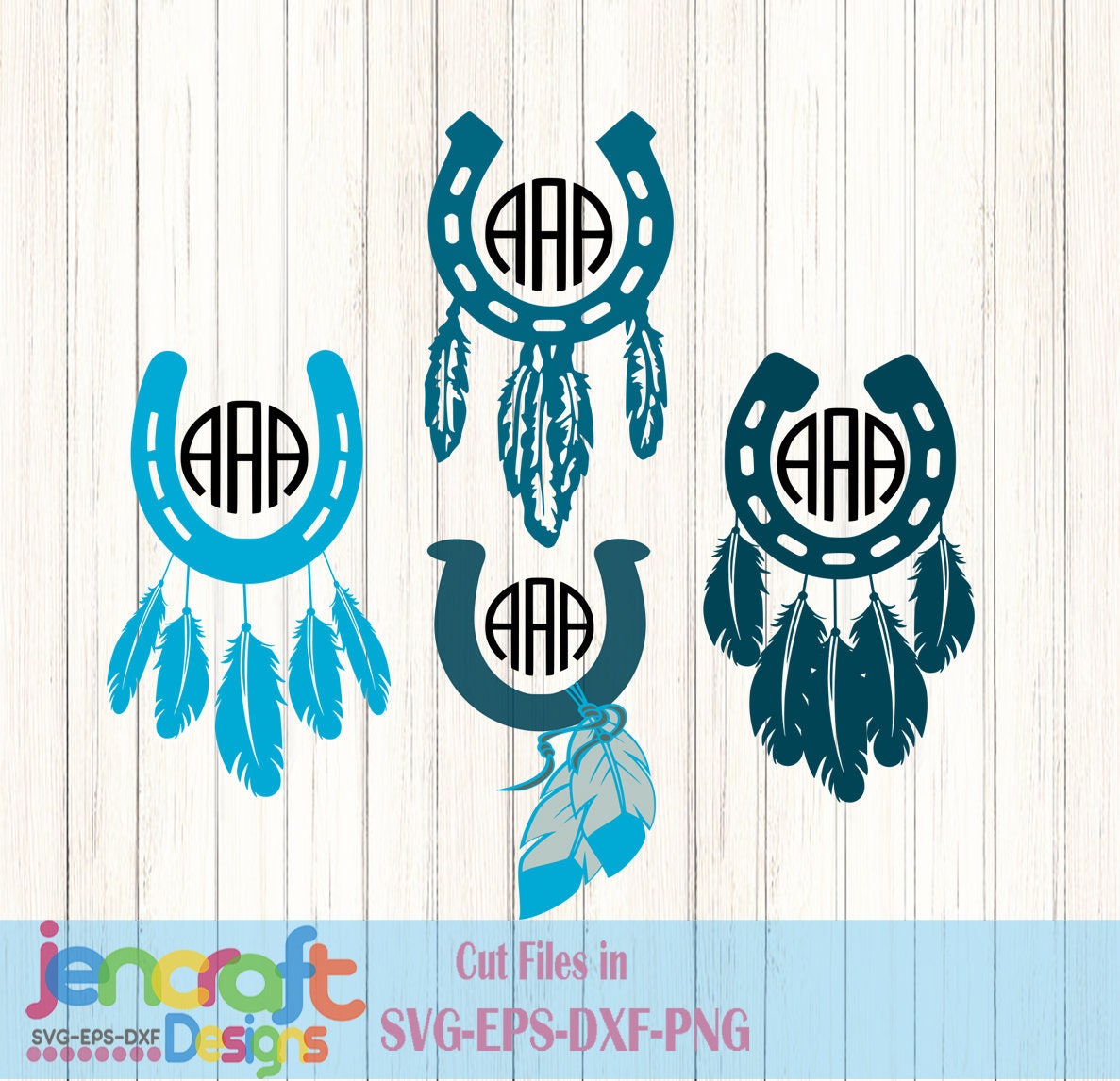 Download Horseshoe and Feathers SVG Monogram Frames SVG, Dxf, Eps ...