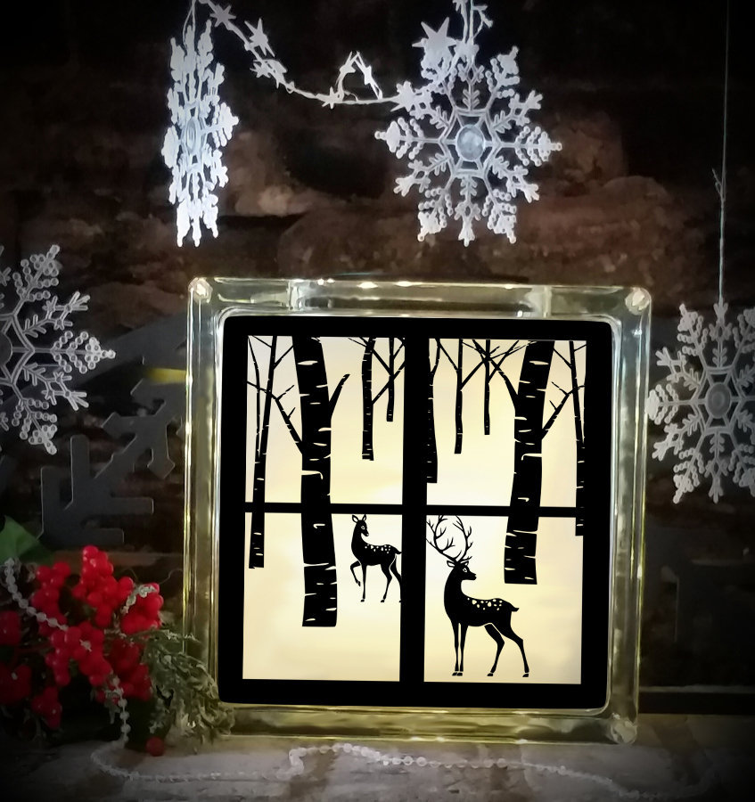 Download Reindeer Svg Christmas Winter Scene svg Glass Block design ...