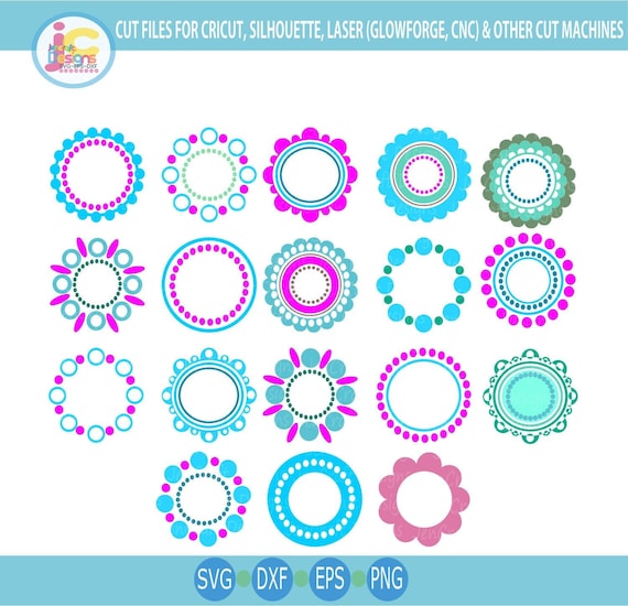 Scalloped Monogram Frame SVG: Dotted Circle Frames (Digital Files)