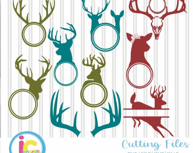 Hunting svg, Deer Head SVG Antler Monogram Frame, Dad Father Deer Clipart Bundle, Svg cut Files Svg, Dxf, Eps, Ai, PNG Cricut and Silhouette