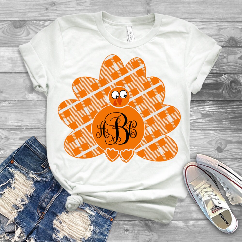 Download Buffalo Plaid Turkey Svg Monogram Frame Svg Thanksgiving Fall Autumn Iron On Shirt Design For Cricut Silhouette Svg Eps Dxf And Png
