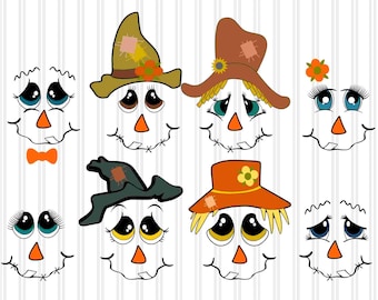 Scarecrow Faces SVG: Fall Thanksgiving Cut File (Digital Download)