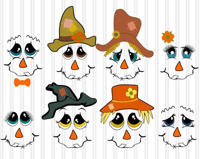 Scarecrow Faces SVG: Fall Thanksgiving Cut File (Digital Download)