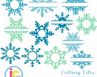 Snowflake SVG snow Flake Christmas svg Monogram Frames Svg Eps Png Dxf, digital download  Silhouette Cricut ClipArt Cut file sublimation