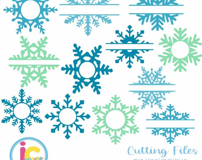 Snowflake SVG snow Flake Christmas svg Monogram Frames Svg Eps Png Dxf, digital download  Silhouette Cricut ClipArt Cut file sublimation